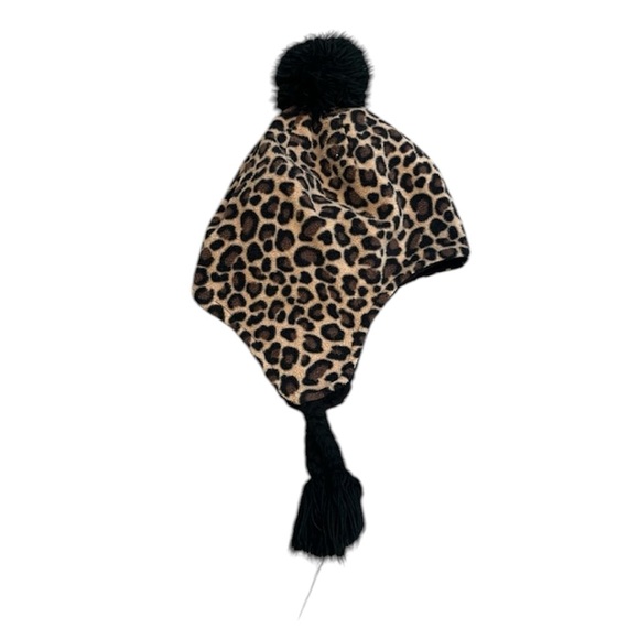 Leopard Print Fleece Hat for Girls - Picture 1 of 10